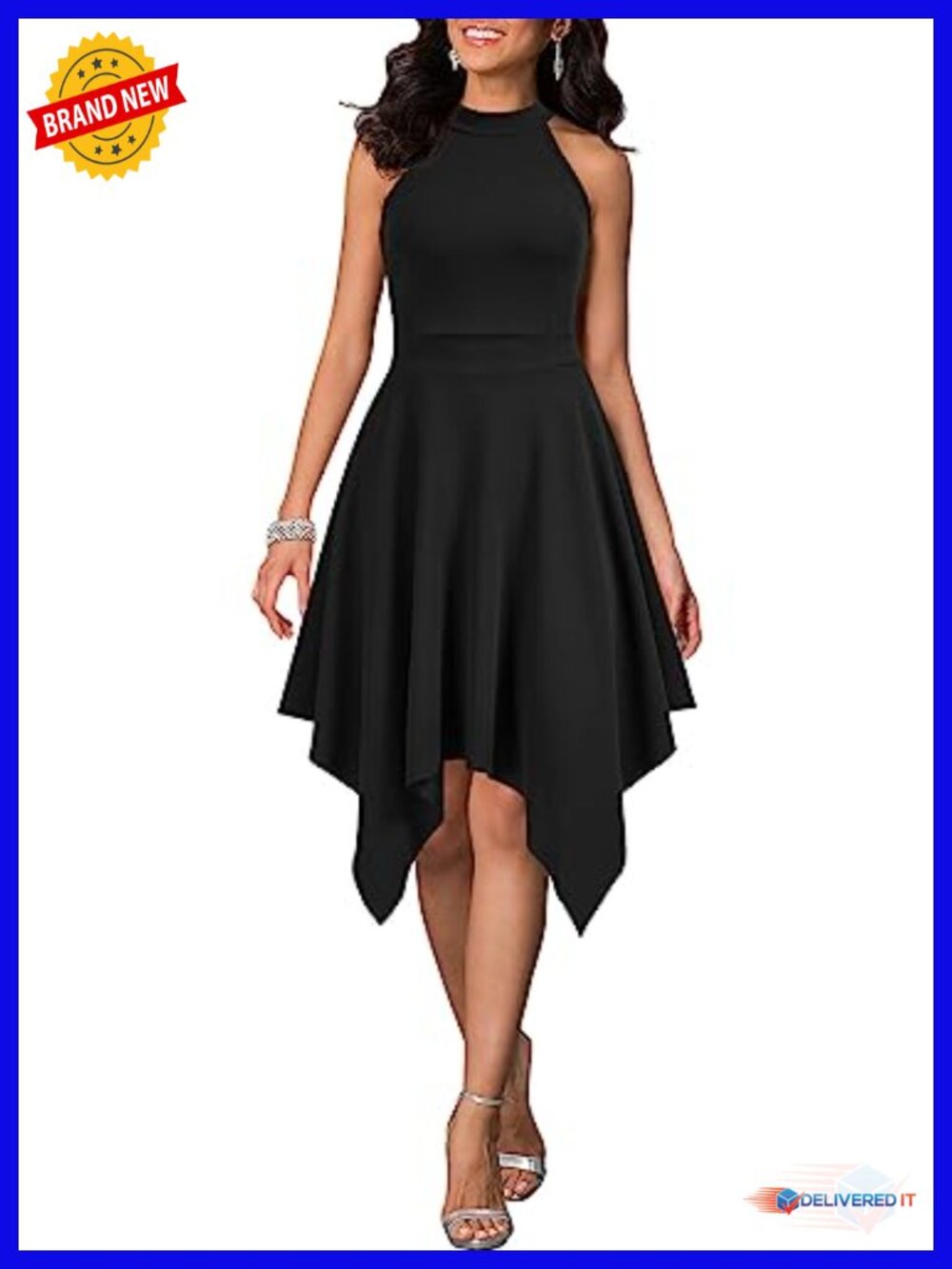 Sleeveless Halter Neck Asymmetrical A-Line Cocktail Dress